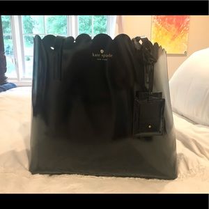 Kate Spade Black Scalloped edge tote bag
